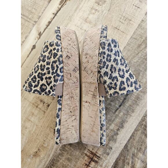 Stuart Weitzman Womens Flatout Leopard Canvas Raffia Flatform Slide Sandals 8.5 - Picture 7 of 14